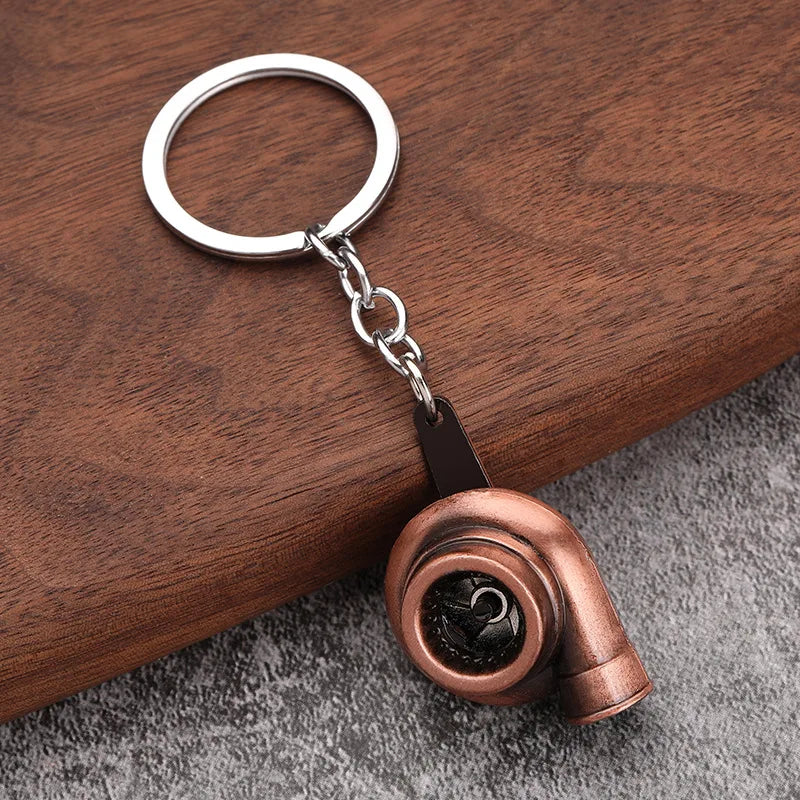 Creative Car Turbo Turbocharger Keychain Metal Automotive Spinning Turbine Keyring Car Interior Accessories for Gift