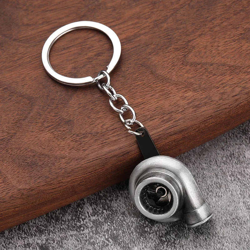 Creative Car Turbo Turbocharger Keychain Metal Automotive Spinning Turbine Keyring Car Interior Accessories for Gift