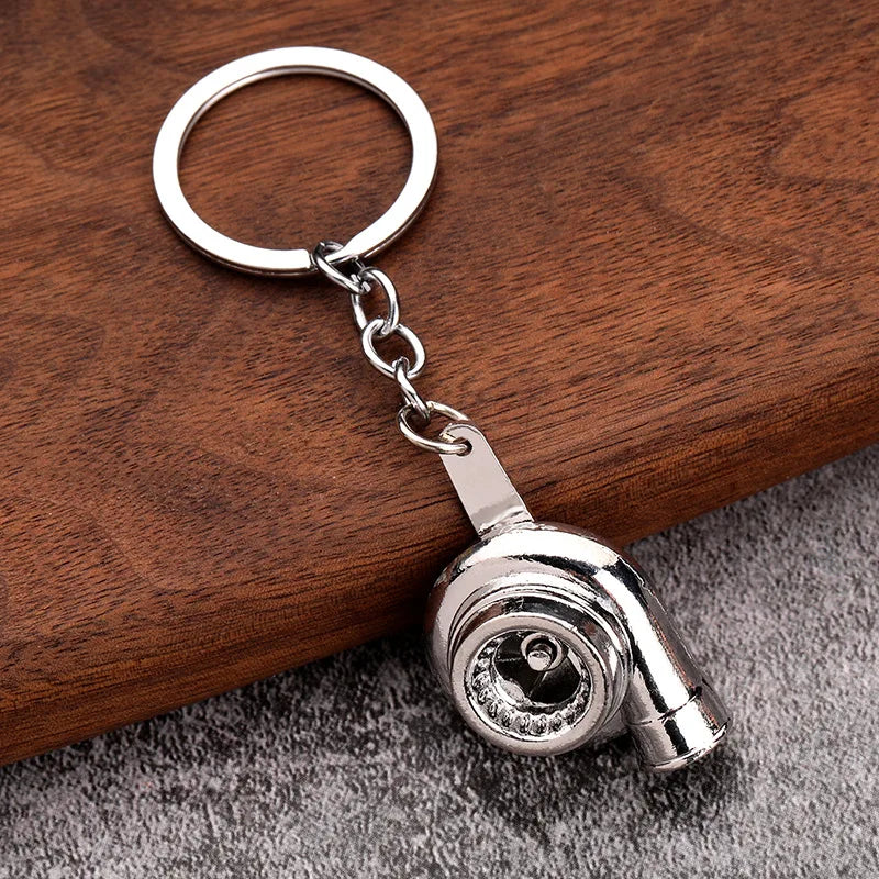 Creative Car Turbo Turbocharger Keychain Metal Automotive Spinning Turbine Keyring Car Interior Accessories for Gift