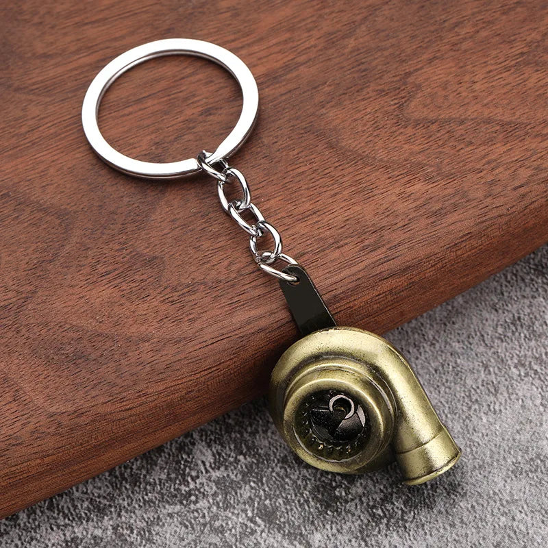 Creative Car Turbo Turbocharger Keychain Metal Automotive Spinning Turbine Keyring Car Interior Accessories for Gift