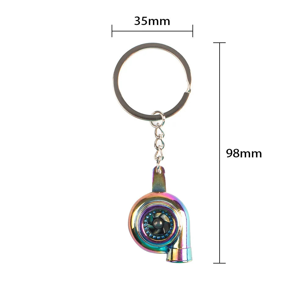 Creative Car Turbo Turbocharger Keychain Metal Automotive Spinning Turbine Keyring Car Interior Accessories for Gift
