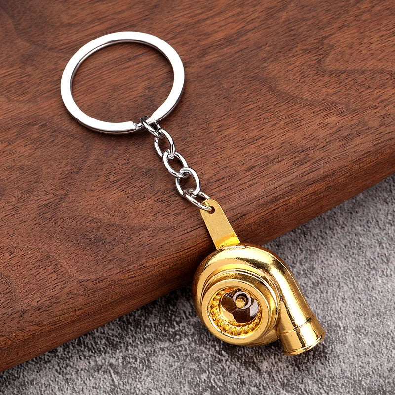 Creative Car Turbo Turbocharger Keychain Metal Automotive Spinning Turbine Keyring Car Interior Accessories for Gift