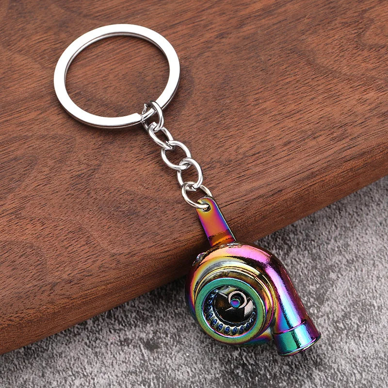 Creative Car Turbo Turbocharger Keychain Metal Automotive Spinning Turbine Keyring Car Interior Accessories for Gift